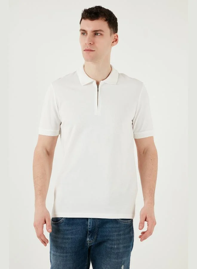 بوراتي تيشيرت بولو رجالي قطن بياقة سحاب نصفي مقاس عادي